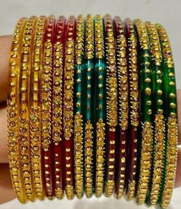 Traditional Stone Work Jari Bangles