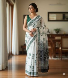 Elegant Handblock Mixed Cotton Sarees