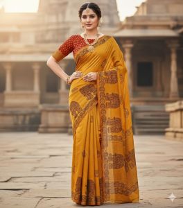 Elegant Handblock Mixed Cotton Sarees