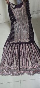 Black Heavy Embroidered Viscose Kurti & Palazzo Set