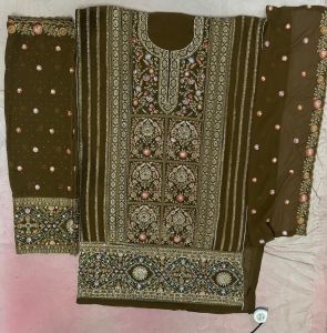 Green Jimmy Choo Embroidered Unstitched Salwar Kameez Suit Set