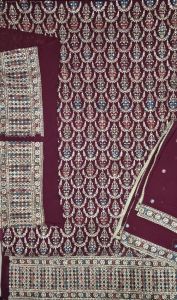 Maroon Jimmy Choo Fabric Embroidered Unstitched Salwar Kameez Suit Set