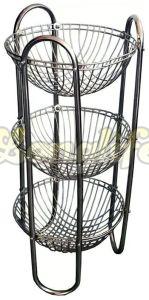 3 Shelves Round Stainless Steel Fruit Trolley