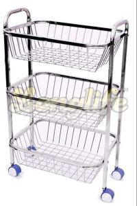 Square Pipe Stainless Steel Kitchen Storage Trolley