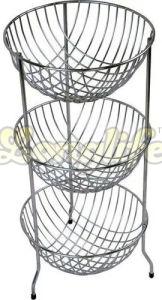 Stainless Steel Three Step Round Fruit Basket Rack