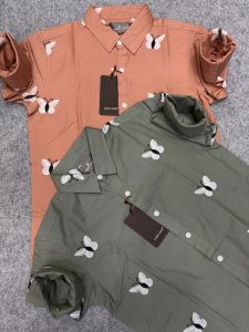 Men Butterfly Embroidered Casual Shirt