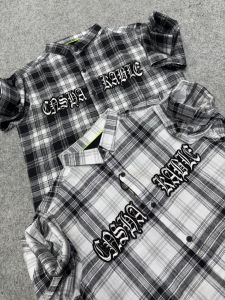Men Black and White Checkered Shirt
