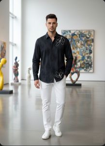 Men Embroidered Party Wear Shirt