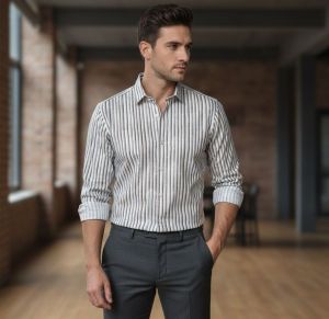 Men Premium Slim Fit Vertical Striped Shirt