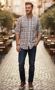Men Slim Fit Checked Casual Shirt
