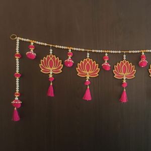 Anu Handicraft Handmade Door Hanging Pink Lotus Style Door Bandarwal Toran (Tl-14)- Diwali Ganesh Pooja New Year Inauguration  Festival Home