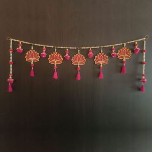 Anu Handicraft Handmade Door Hanging Pink Lotus Style Door Bandarwal Toran (Tl-14)- Diwali Ganesh Pooja New Year Inauguration  Festival Home
