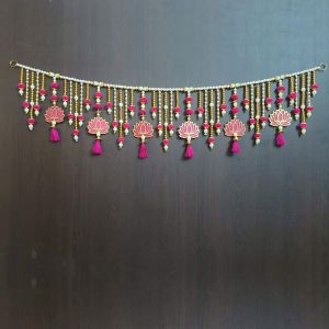 tl-07 handmade door hanging pink lotus style door bandarwal toran