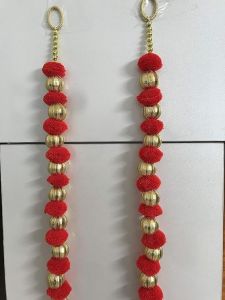 handmade wall door red hanging pom pom chakri torans
