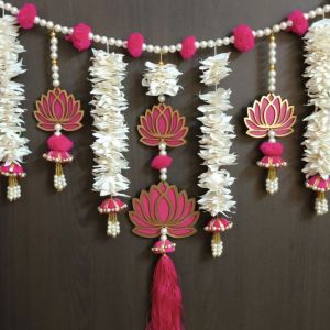 pink wooden mdf lotus tl-01 style handmade door bandarwal toran