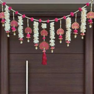 pink wooden mdf lotus tl-01 style handmade door bandarwal toran