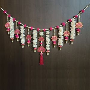 pink wooden mdf lotus tl-01 style handmade door bandarwal toran