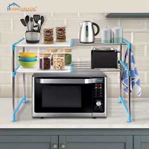 2 Layer Cyan Blue Expandable Multipurpose Rack