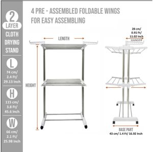 2 Layer Snow White Cloth Drying Stand