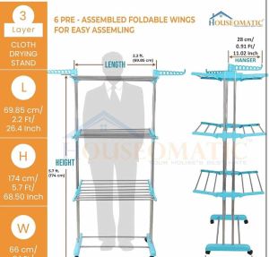 3 Layer Blue Cloth Drying Stand