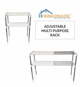 2 Layer Snow White Expandable Multipurpose Rack