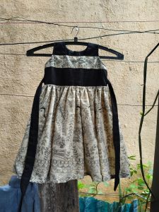 Black and White Soft Cotton Printed Frock