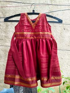 Girl Pink Cotton Printed Frock