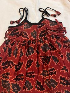 Girls Red Printed Cotton Strap Frock