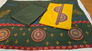 Handcrafted Applique Work Premium Cotton Suit Material With Dupatta