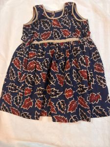 Leaf Printed Girls Cotton Frock