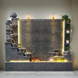 Outdoor Grey Granite Rockery Fountain