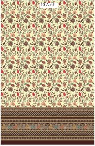 Antique Meadow Floral Paisley Border Cotton Fabric