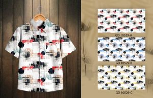 Boys Cotton Abstract Block Print Shirt