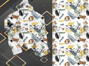 Boys Cotton Abstract Brush Art Shirt
