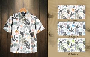 Boys Cotton Floral Leaf Print Shirt