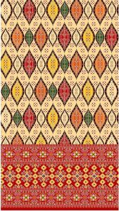 Ethnic Diamond Motif Border Printed Cotton Fabric