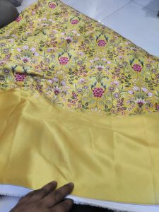 Yellow Floral Digital Print Cotton Fabric