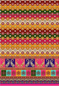 Ethnic Paisley Border Digital Print Cotton Fabric