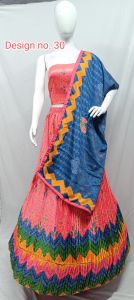 Ladies Cotton Multicolor Chevron Lehenga Choli Set