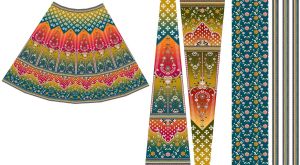 Ladies Cotton Multicolor Folk Printed Lehenga Choli Set