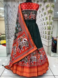 Ladies Cotton Red Tribal Lehenga Choli Set