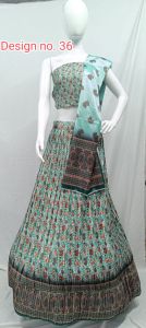 Ladies Cotton Sea Green Floral Lehenga Choli Set
