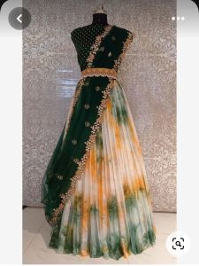 Ladies Georgette Green Ombre Lehenga Set