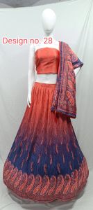 Ladies Rayon Rust Ombre Lehenga Choli Set