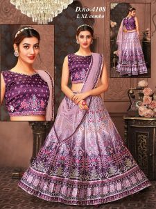 Ladies Silk Purple Floral Lehenga Choli Set