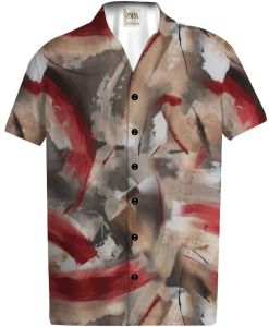 Men Cotton Abstract Brush Print Shirt