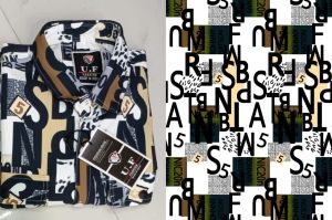 Men Cotton Black Beige Typography Printed Casual Shirt