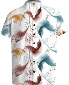 Men Cotton White Abstract Art Printed Casual Shirt