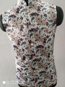 Men Cotton White Paisley Printed Nehru Jacket