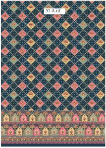 Mughal Trellis Arch Border Printed Cotton Fabric